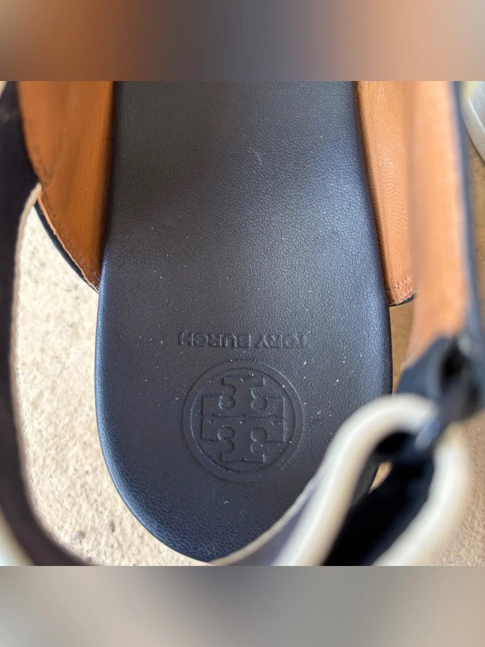 TORY BURCH “Kira” Navy & White Canvas Leather Sport Sandals